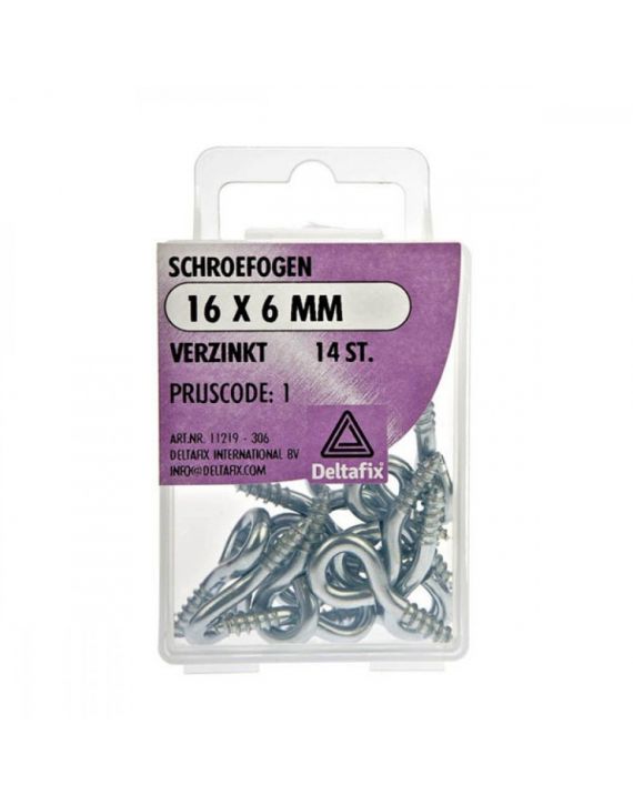 Deltafix Schroefoog Verzinkt 16x6mm Set 14st