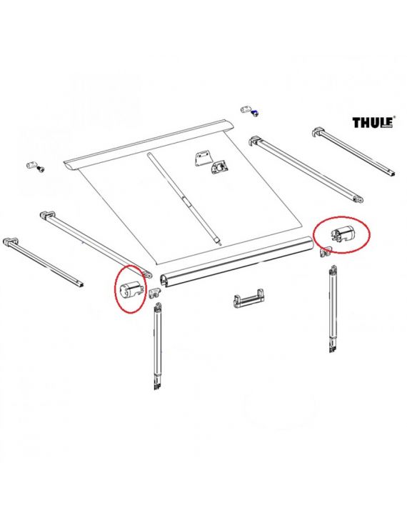 Thule Eindkap Roller Tube LH+RH 1200