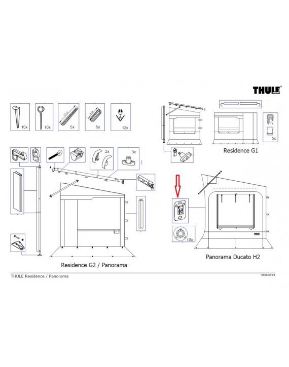 Thule Panorama Ducato H2 Voet Bevestiging 2st.