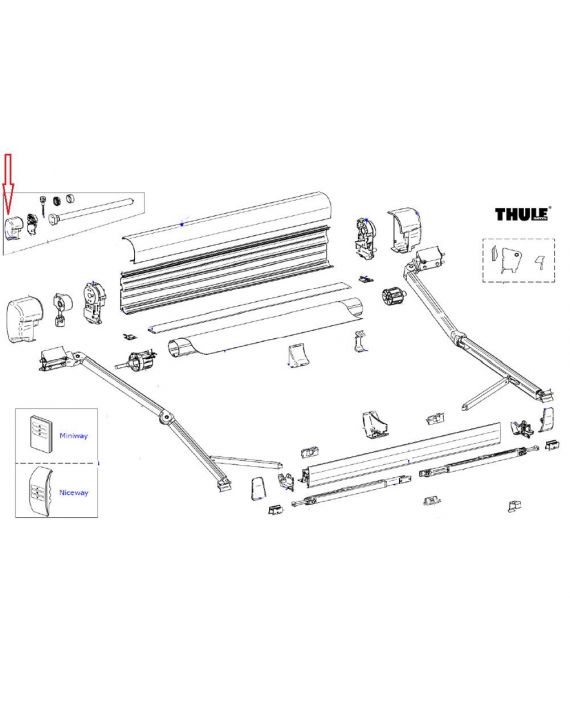 Thule 8000 Eindkap vaste bak links 220V Antraciet