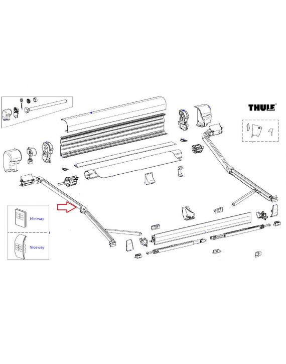 Thule 8000 Knikarm links 3.5m