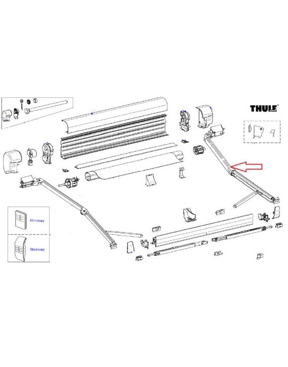 Thule 8000 Knikarm rechts 3.5m