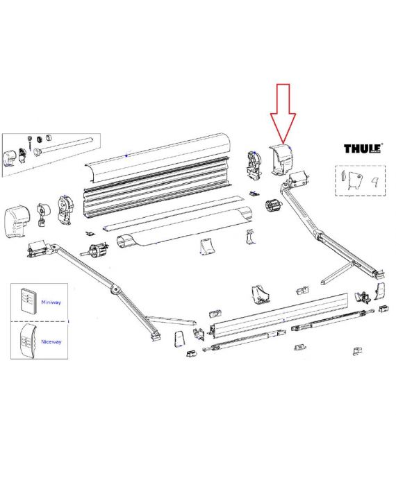 Thule 8000 Eindkap vaste bak rechts Antraciet