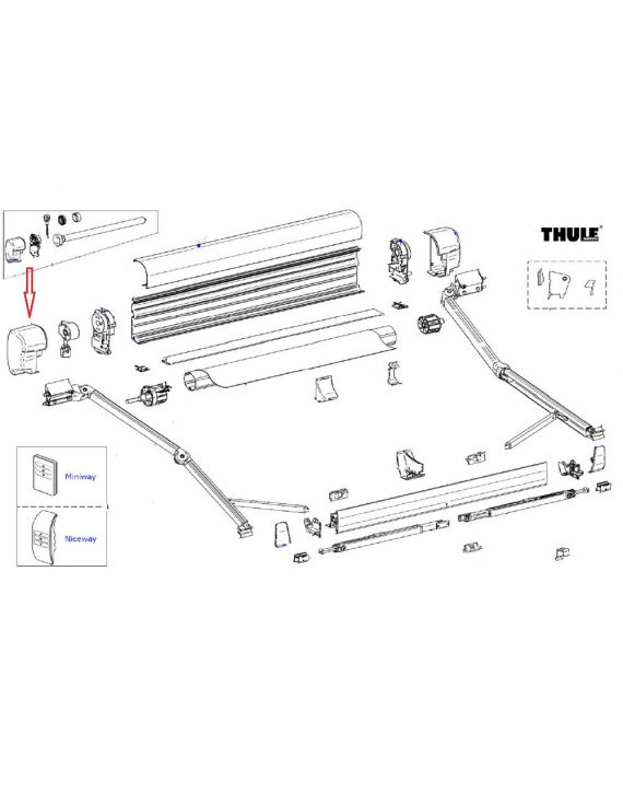 Thule 8000 Eindkap vaste bak links Antraciet