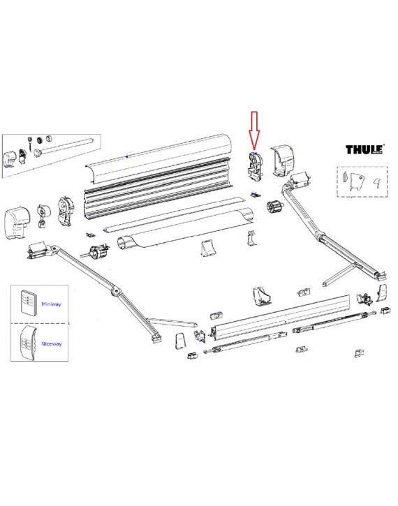 Thule 8000 Eindkap binnenwerk rechts 220V